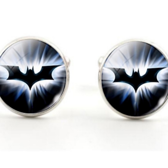 Flying Bat Batman Silver Brass Cuff Links - Picture 2 of 2